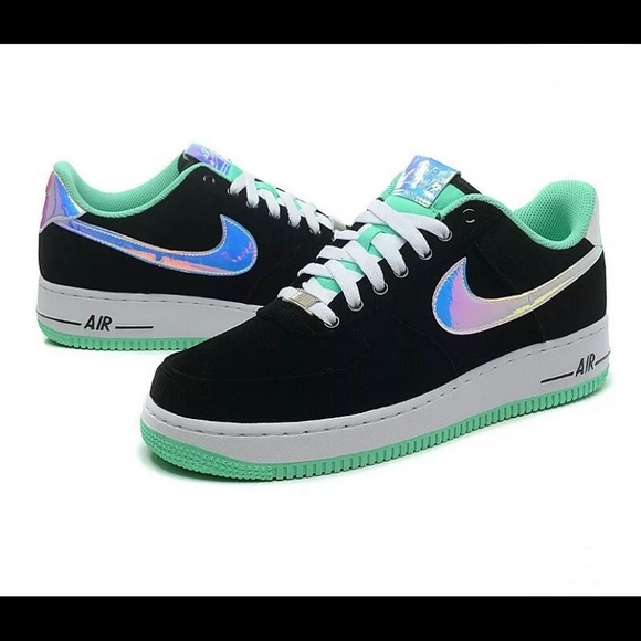nike air force 1 black green glow